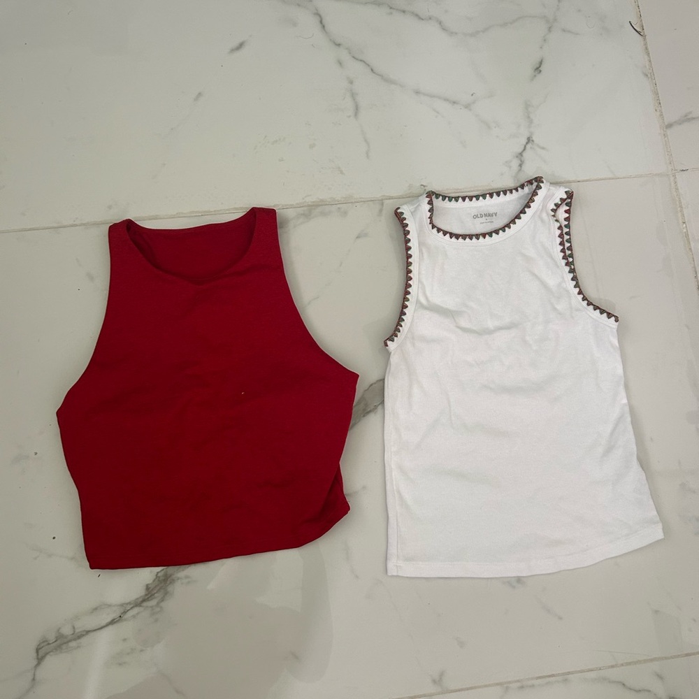 Old Navy Red and White Tank Tops